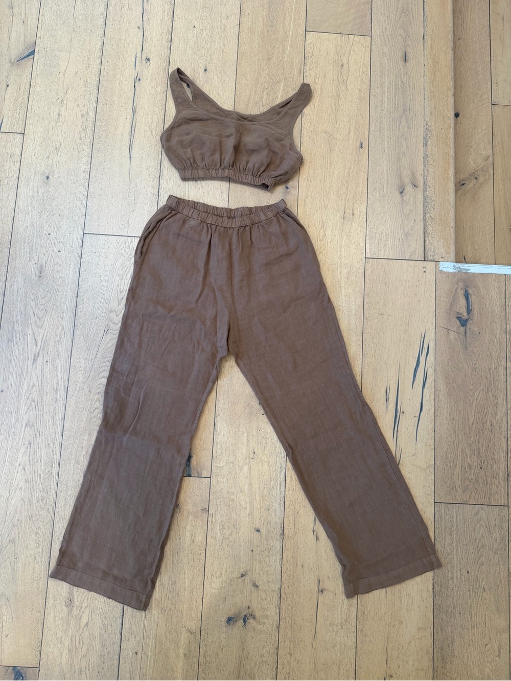 Brown Women’s Linen Wide-Leg Pants - Picture 1 of 3